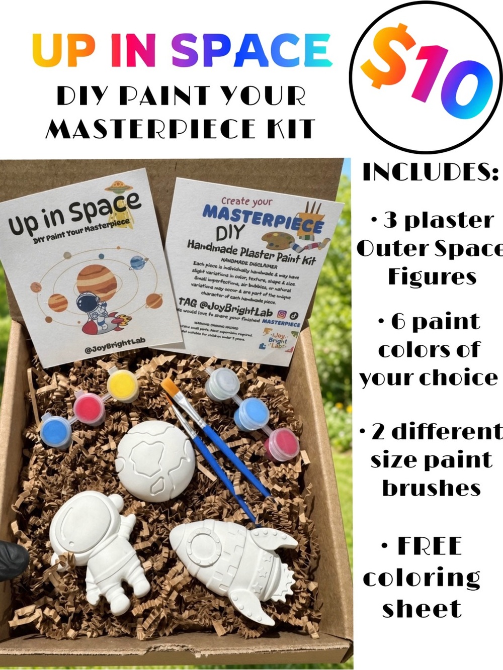 New DIY Paint Your Plaster Masterpiece Up In Space Kids Box Kit Space Figures 🚀